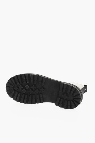 Leather Combat Boots With Contrasting Seams