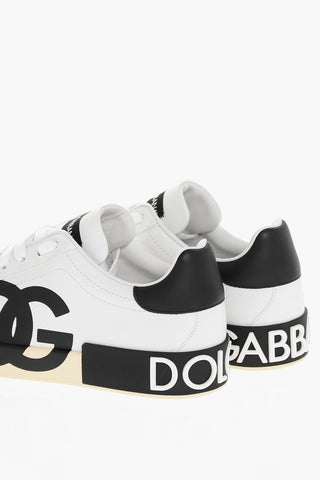 Leather Low-Top Sneakers With Logo Print