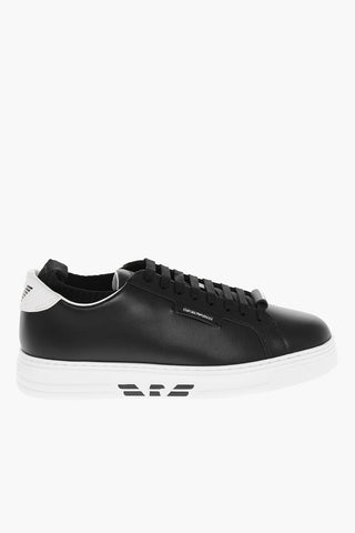EMPORIO Leather Low-Top Sneakers With Sock Detail
