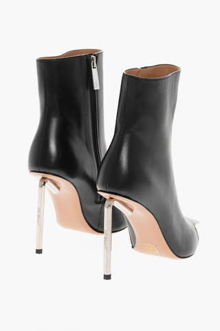 Pointed Leather Booties With Allen Heel 10 cm