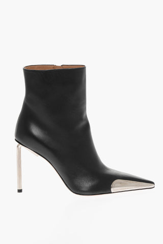Pointed Leather Booties With Allen Heel 10 cm