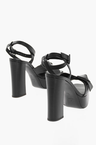 Leather Sandals With knot Detail Heel 12 cm