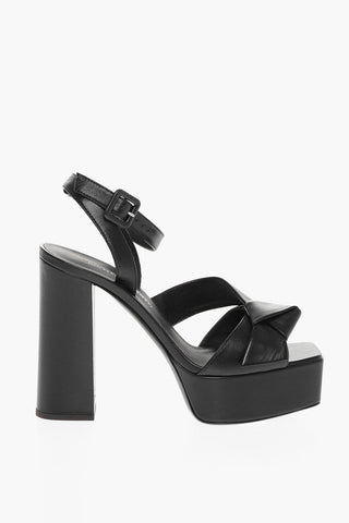 Leather Sandals With knot Detail Heel 12 cm