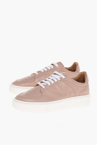 Leather JEANNE Low Top Sneakers with Contrasting Sole