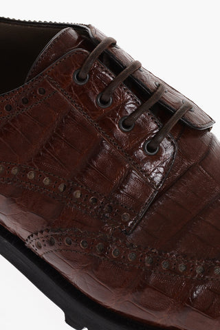 Scarpe Derby in Coccodrillo con Suola Carrarmata