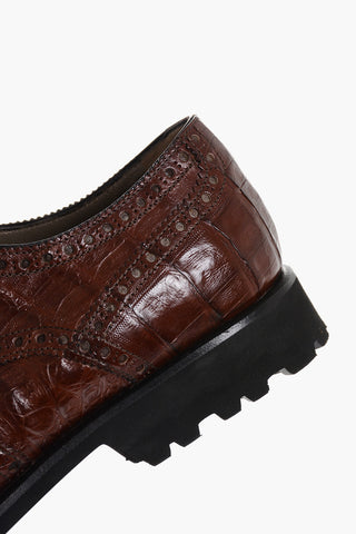 Scarpe Derby in Coccodrillo con Suola Carrarmata