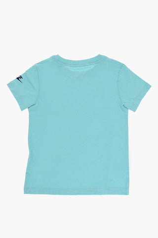 T-Shirt Girocollo in Tinta Unita con Logo Sfumato