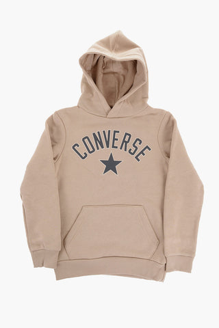 Felpa Hoodie in Cotone Felpato con Logo Stampato