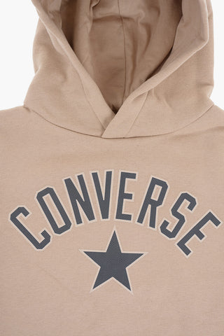 Felpa Hoodie in Cotone Felpato con Logo Stampato