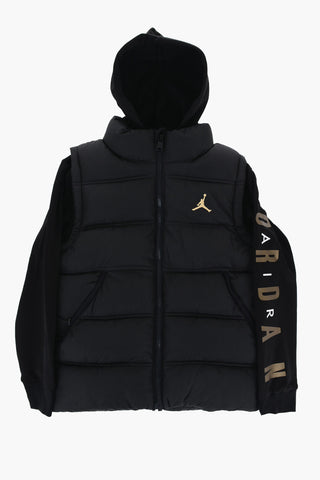 AIR JORDAN Padded Jacket with Sweat Sleeves And Golden-Effect Logo
