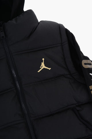 AIR JORDAN Padded Jacket with Sweat Sleeves And Golden-Effect Logo