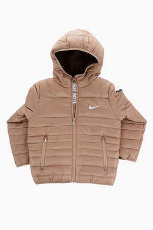 Einfarbige gepolsterte Jacke mit Fleece-Futter