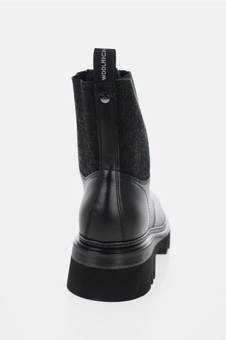 Leather Combat Boots with Frontal Zip
