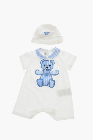 Embroidered Bodysuit And Beanie Set