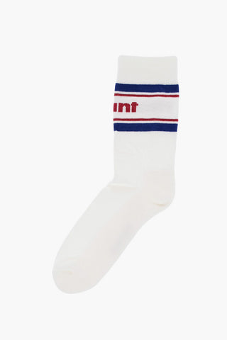 Solid Color Long Socks with Contrasting Logo