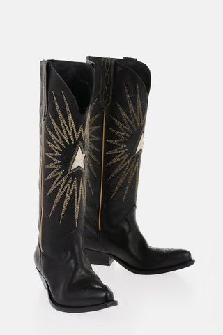 Leather WISH STAR Western Boots with Contrasting Details