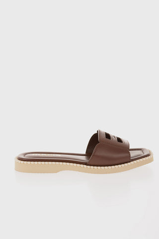 Leather Sandals with Cut Out Detail
