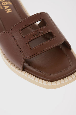 Leather Sandals with Cut Out Detail