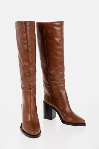 Solid Color Leather OPHELIA Boots Heel 9cm