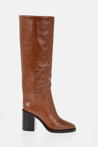 Solid Color Leather OPHELIA Boots Heel 9cm