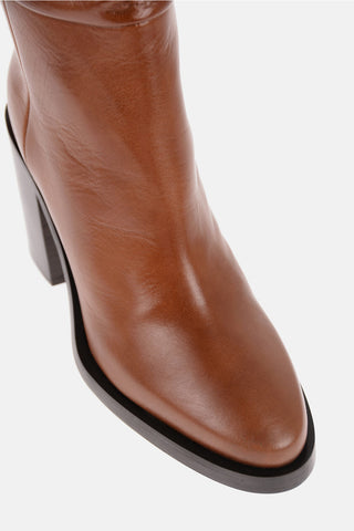 Solid Color Leather OPHELIA Boots Heel 9cm