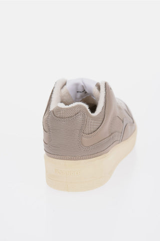 Leather and Fabric Low-Top Sneakers