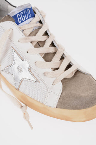 Vintage Effect Leather and Fabric SUPER-STAR CLASSIC Low Top Sneakers