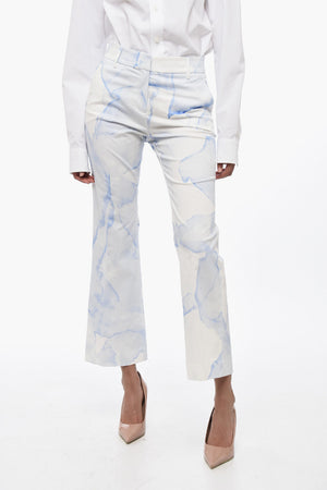 Stretch Cotton Chino Pants with Murble Pattern