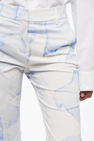 Stretch Cotton Chino Pants with Murble Pattern