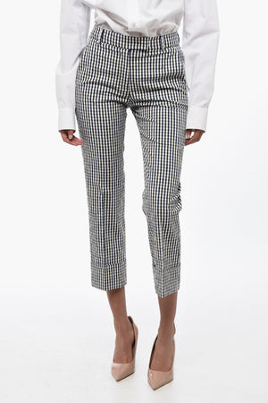 Chino Pants with Gingham Pattern and Turn-Up Hem