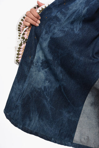 Giubbotto Sahariano in Denim con Maniche Crochet