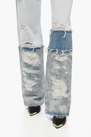 Boyfriend-Fit-Jeans aus Baumwolle mit 24 cm Kontraststreifen
