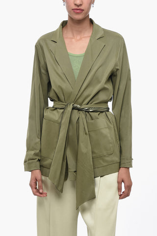 Unlined Open Jacket with Tie Detail