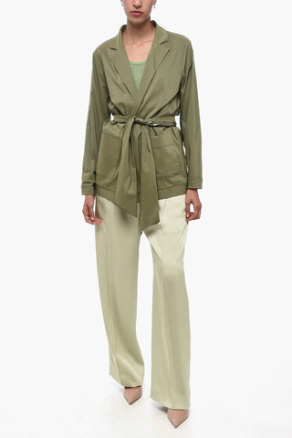 Unlined Open Jacket with Tie Detail
