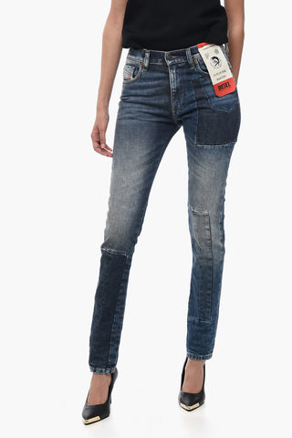 Jeans Slim-Fit D-SKURT con Dettaglio Patchworks 14cm