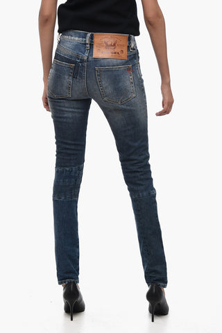 Jeans Slim-Fit D-SKURT con Dettaglio Patchworks 14cm