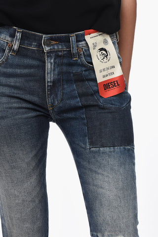 Jeans Slim-Fit D-SKURT con Dettaglio Patchworks 14cm