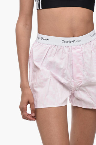 Striped Shorts with Logoed Elastic Band