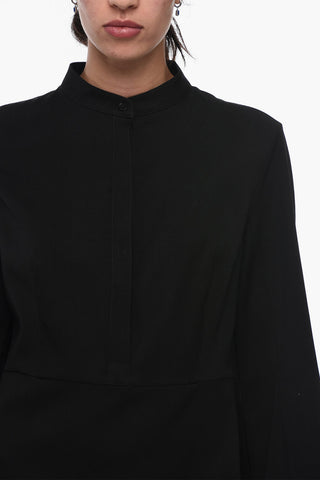 Mandarin Collar Blouse with Side Splits