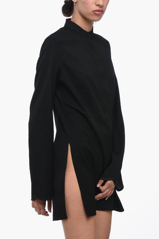 Mandarin Collar Blouse with Side Splits