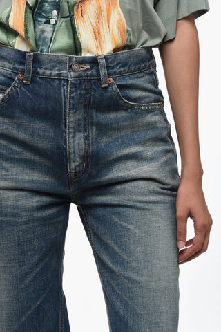 Jeans Straight Fit a Vita Alta 25cm