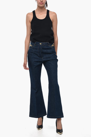 Jeans Flare Fit Con Dettagli Gioiello 27cm