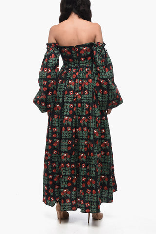 Pleated ALHELI Dress with Floral Pattern
