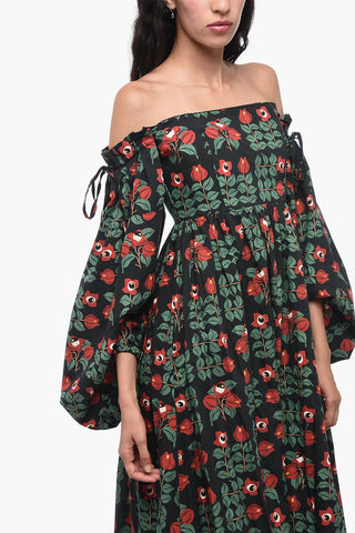 Pleated ALHELI Dress with Floral Pattern