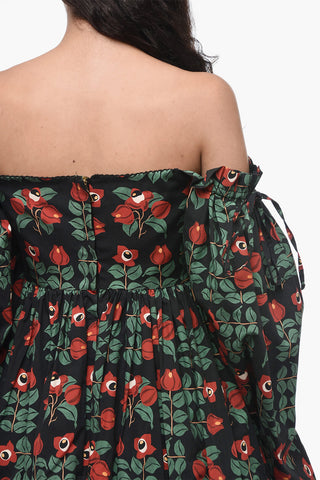 Pleated ALHELI Dress with Floral Pattern