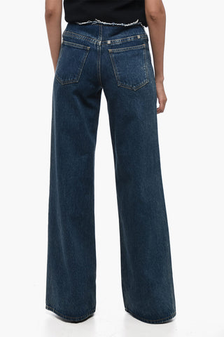 Jeans Palazzo con Lavaggio Scuro e Dettaglio a Taglio Vivo 30cm