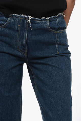 Jeans Palazzo con Lavaggio Scuro e Dettaglio a Taglio Vivo 30cm