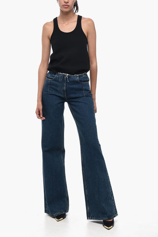 Jeans Palazzo con Lavaggio Scuro e Dettaglio a Taglio Vivo 30cm