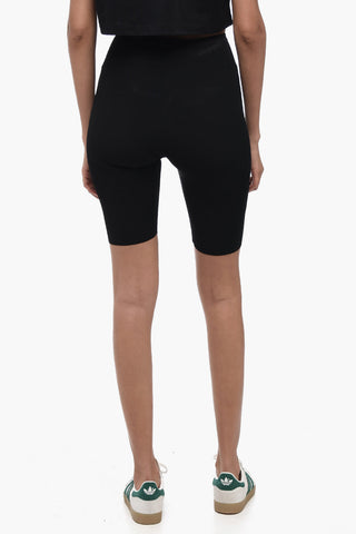 Shorts Ciclista in Tessuto Stretch con Logo Ricamato