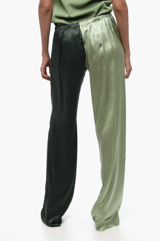 Two-Tone Silk Palazzo Pants with Drawstring